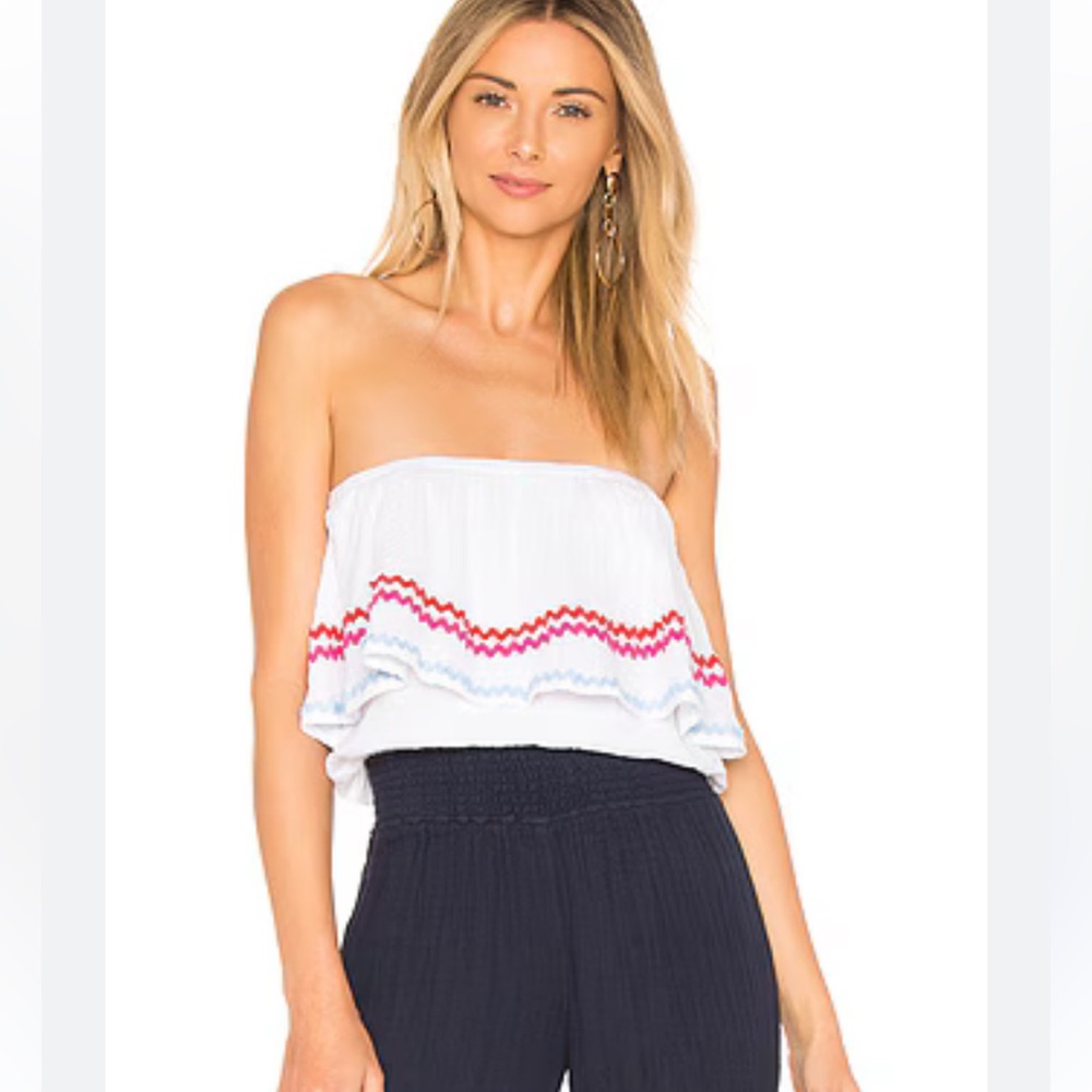 MICHAEL STARS Ric Rac Double Gauze Top in White